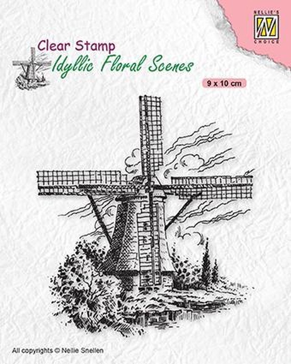 IFS029 Clear stamps Idyllic Floral Scenes Wind-mill